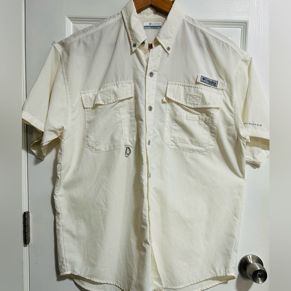 Columbia PGF Omni-Shade Men’s Short Sleeves Shirt  Off White Color -Size Small
